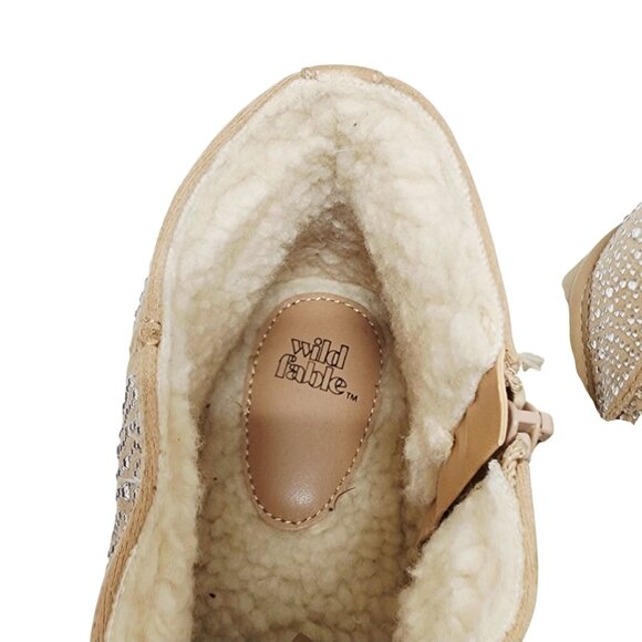 Wild Fable Womens Gold Glitter Studded Shearling-Lined Ankle Boots Size 10 - Picture 6 of 11